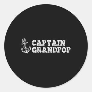 Kapitän Großvater Segelboot Vintage Boot Anker Runder Aufkleber