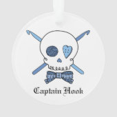 Kapitän Hook - Häkelarbeit-Schädel (blau) Ornament (Rückseite)
