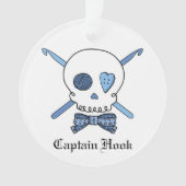 Kapitän Hook - Häkelarbeit-Schädel (blau) Ornament (Vorderseite)