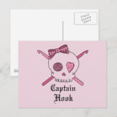 Kapitän Hook Skull & Crochet Hooks (Pink Back) Postkarte (Vorne/Hinten)