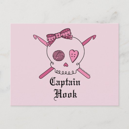Kapitän Hook Skull & Crochet Hooks (Pink Back) Postkarte (Vorderseite)