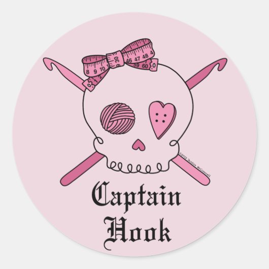 Kapitän Hook Skull & Crochet Hooks (Pink Back) Runder Aufkleber (Vorderseite)