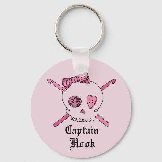 Kapitän Hook Skull & Crochet Hooks (Pink Back) Schlüsselanhänger (Vorderseite)
