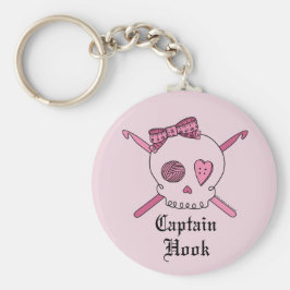 Kapitän Hook Skull & Crochet Hooks (Pink Back) Schlüsselanhänger