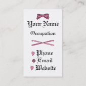 Kapitän Hook Skull u. Häkelarbeit-Haken (Rosa) Visitenkarte (Rückseite)