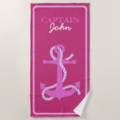 Kapitän-ID402 von Rope und Anchor Pink Strandtuch (Vorderseite)