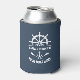 Kapitän Ihr Boot Name Nautical Anchor Oars Helm Dosenkühler