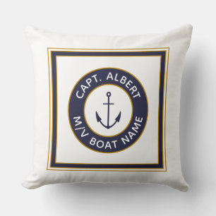 Kapitän, Ihr Name Marine White Anchor Pillow Kissen