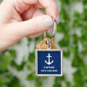 Kapitän Ihr Name oder Name des Bootes Navy Blue Schlüsselanhänger (Hand)