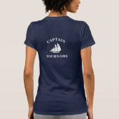 Kapitän Ihr Name Schooner Sailboat Navy T Shirt (Rückseite)