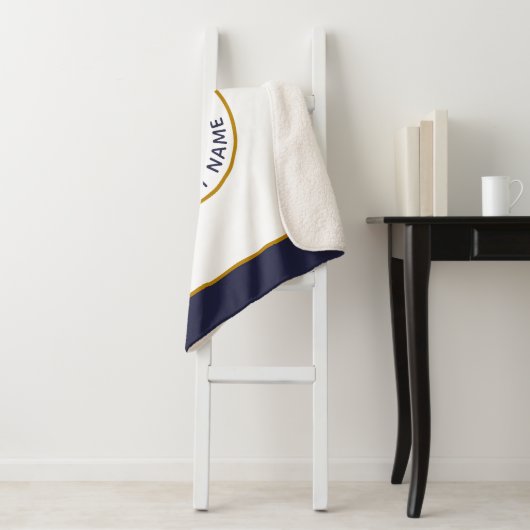 Kapitän, Ihr Name Weißer Blauer Anker Sherpa Blank Sherpadecke (Beispiel)