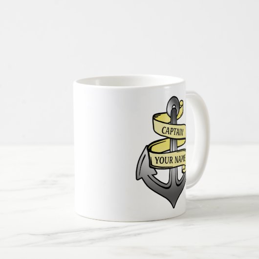 Kapitän Ihres Namens für Ankerschiffe individuell Kaffeetasse (VorderseiteRechts)