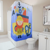 Kapitän im Ahoy-Meer und Fischerbootmeer Duschvorhang (Beispiel)