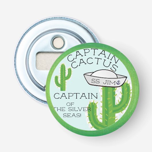 Kapitän Kakteen der Silbermeere Flaschenöffner (Vorderseite)