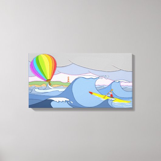 Kapitän Kayak und der Ballon Leinwanddruck (Vorderseite)