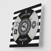 Kapitän Kidd ~ Abenteuer-Galeere ~Privateer~Pirate Quadratische Wanduhr (Winkel)
