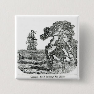 Kapitän Kidd Burying His Bible, Illustration Button