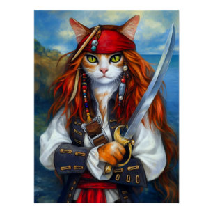 Kapitän Klaue der Azurblauen See   Piratenkatze Poster
