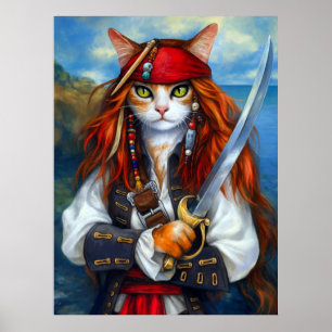 Kapitän Klaue der Azurblauen See   Piratenkatze Poster