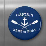 Kapitän mit Bootname Anchor Oars White Navy Blau Magnet<br><div class="desc">Stilvolle Rundmagnet mit Ihrem personalisierten Kapitän oder einem anderen Rang,  Ihrem Namen oder Bootnamen oder Wunschtext und einem eigenen nautischen Anker und gekreuzten Rudern in Weiß auf Marineblau oder wählen Sie die Hintergrundfarbe,  um Ihre Dekoration. Macht ein großartiges,  einzigartiges Geschenk.</div>