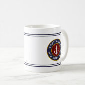 Kapitän mit Ihrem Namen Maroon Nautical Anchor Tas Kaffeetasse (VorderseiteRechts)