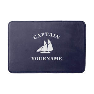 Kapitän mit Ihrem Namen Sailboat Nautical Bath Ma Badematte