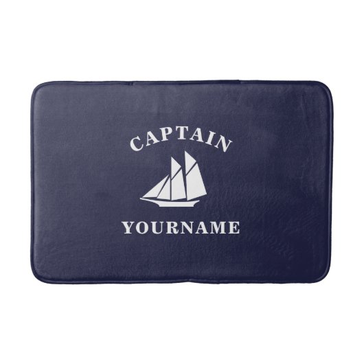 Kapitän mit Ihrem Namen Sailboat Nautical Bath Mat Badematte (Vorderseite)