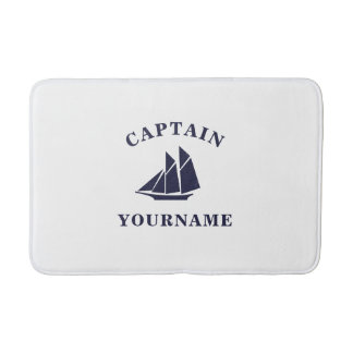 Kapitän mit Ihrem Namen Sailboat Nautical Bath Mat Badematte