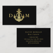 Kapitän Monogram Black Visitenkarte (Vorne/Hinten)