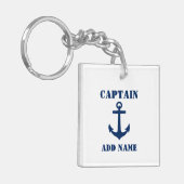 Kapitän Name Boat Name Anchor Foto zurück Weiß Schlüsselanhänger (Vorderseite links)