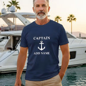 Kapitän Name hinzufügen oder Name des Bootes Navy  T-Shirt