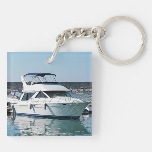 Kapitän Name oder Boot Sea Anchor Foto Back Navy Schlüsselanhänger (Rückseite)