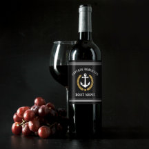 Kapitän Name und Boat Anchor Gold Laurel Black