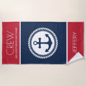 Kapitän Nautical Sailing Anchor der benutzerdefini Strandtuch (Vorderseite)