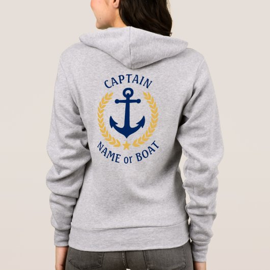 Kapitän oder Bootsname Goldlaurel Blätter Hoo Hoodie (Rückseite)