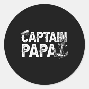 Kapitän Papa Pontoon Lake Segler Angeln Bootfahren Runder Aufkleber