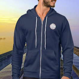 Kapitän Personalisiert Blue White Anchor Logo Hood Hoodie