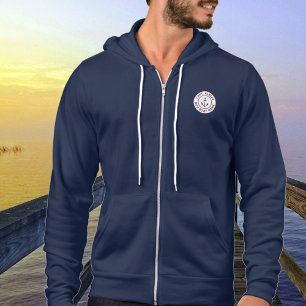 Kapitän Personalisiert Blue White Anchor Logo Hood Hoodie