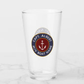 Kapitän Personalisiert Maroon Anchor Logo Glass Glas (Rückseite)
