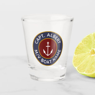 Kapitän Personalisiert Maroon Anchor Logo Shootgla Schnapsglas