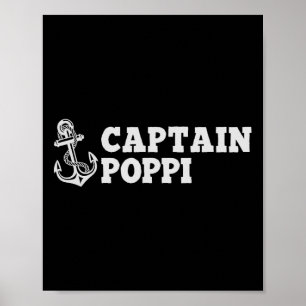 Kapitän Poppi Segelboot Vintage Boot Anker Poster