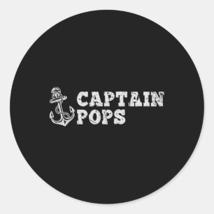 Kapitän Pops Segelboot Vintage Boot Anker F Runder Aufkleber