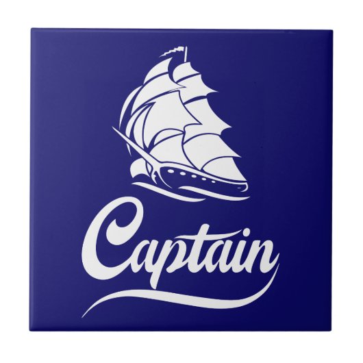 Kapitän Segelboot Anker Nautisches Design Fliese (Vorderseite)