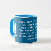 Kapitän Tasse Phonetisches Alphabet Schiff Segeln (Vorderseite Links)