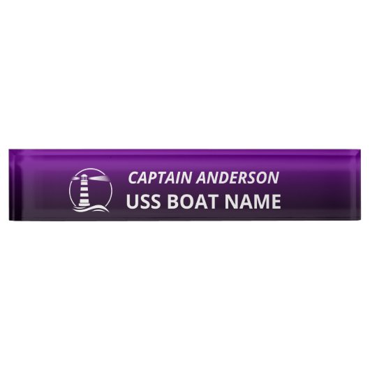 Kapitän und Schiff des klassischen Leuchtturms Namensplakette (Vorderseite)