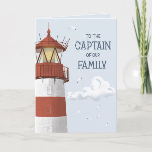Kapitän unserer Familie – Leuchtturm Vatertag Karte