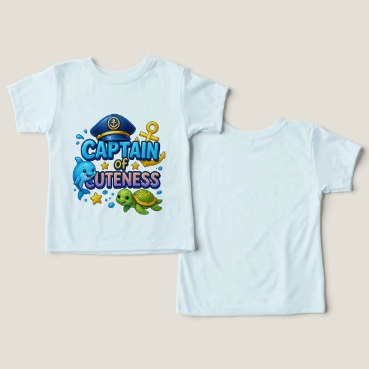 Kapitän von Cutness Kids Nautical T-Shirt (Design Vorderseite & Rückseite)