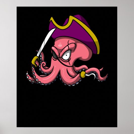 Kapitän von Funny Octopus Pirate Ocean Sailor Poster (Vorne)