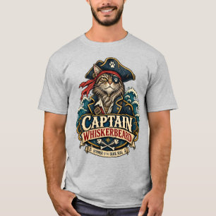 Kapitän Whiskerbeard Piratenkatze T-Shirt