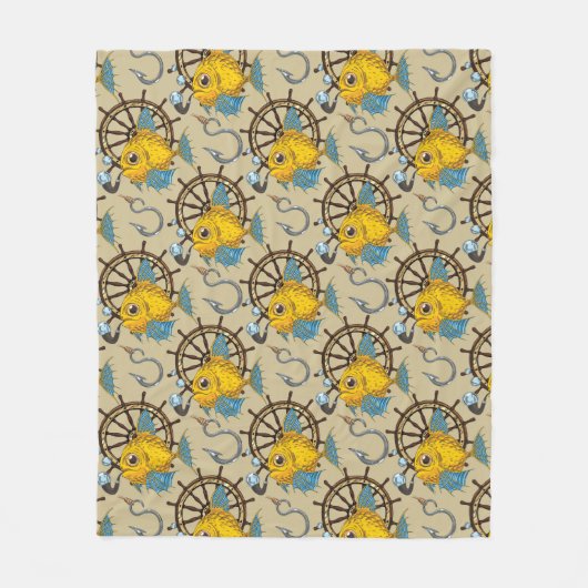 Kapitän zur See-Fisch-Muster Fleecedecke (Vorderseite)